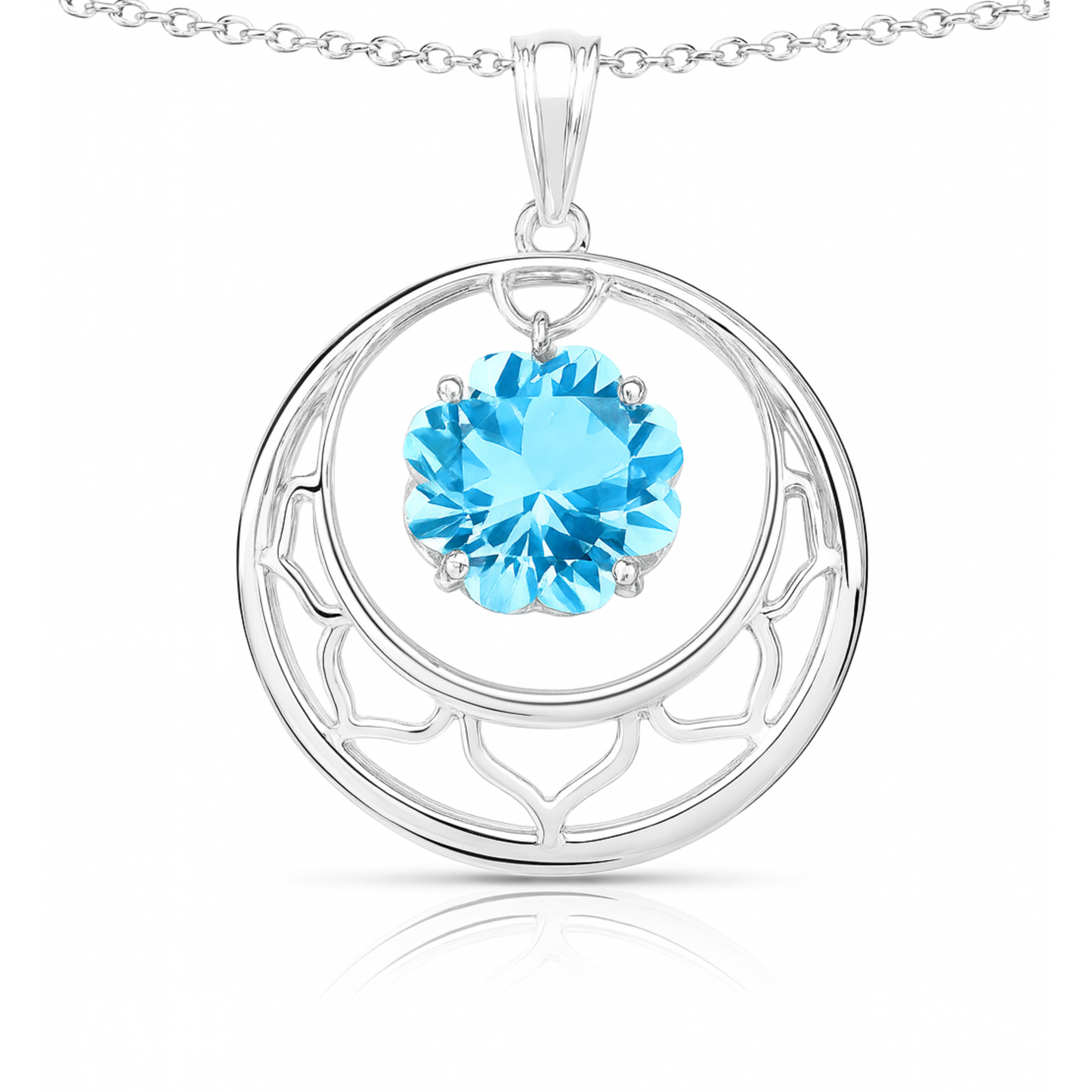 Pendentif en argent sterling 925 avec topaze bleue suisse authentique de 8,75 carats