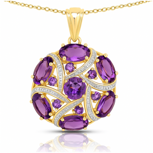 Pendentif en argent sterling 925 avec améthyste véritable de 7,69 carats