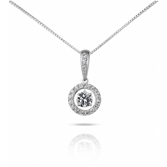 Pendentif en diamant dansant avec zircone cubique en argent sterling (chaîne incluse)