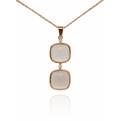 Double Smoky Quartz With Diamond Accent Pendant