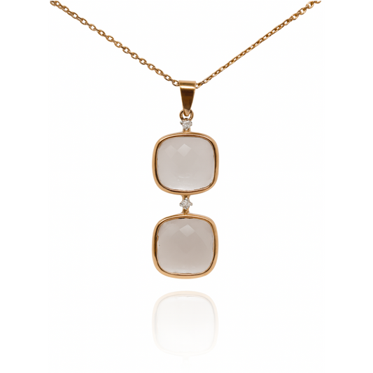 Pendentif en quartz fumé double avec accent de diamant