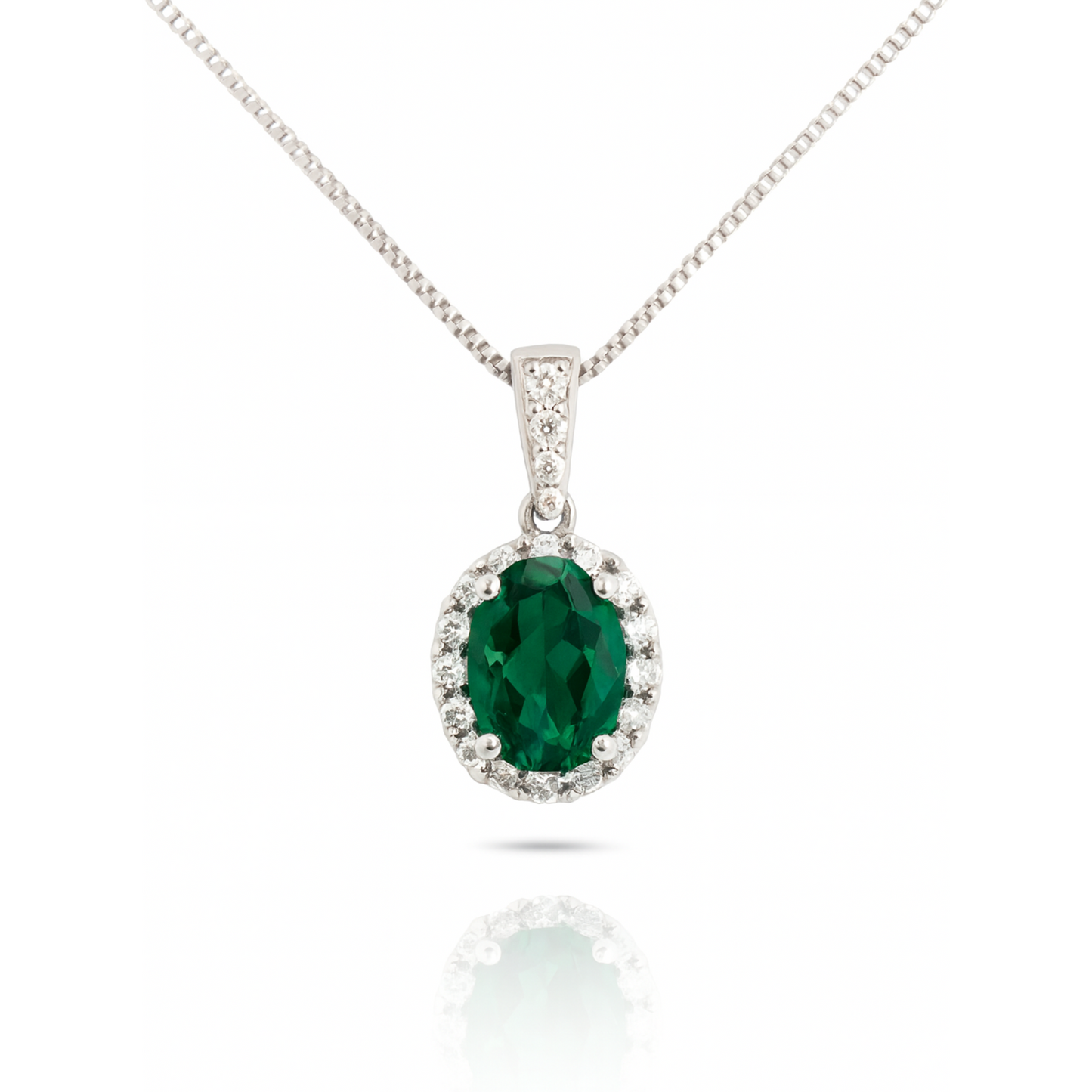 Pendentif en argent sterling avec améthyste verte ovale et halo de zircone cubique (chaîne non incluse)