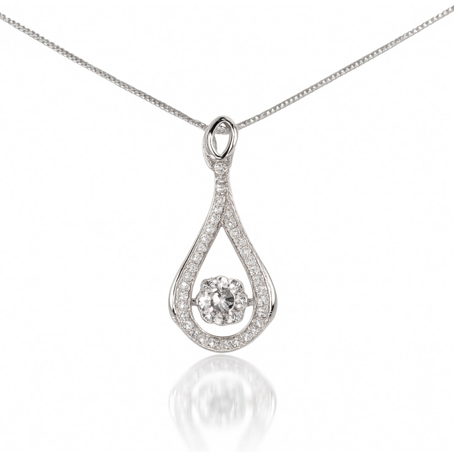 Pendentif en argent sterling avec diamant dansant et zircone cubique (chaîne non incluse)