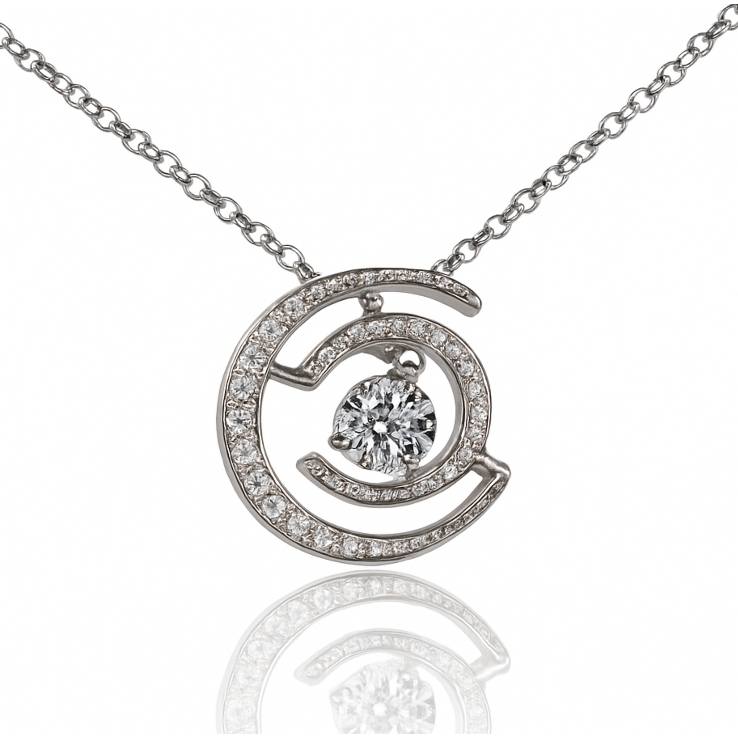 Sterling Silver Dancing Diamond Pendant with Cubic Zirconia