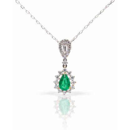 White Gold Pendant with an Emerald