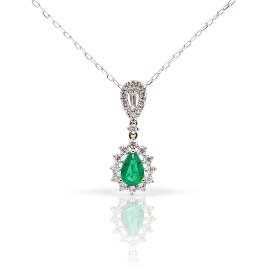 White Gold Pendant with an Emerald