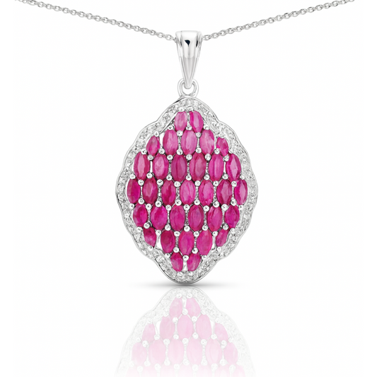 Pendentif en argent sterling 925 avec rubis véritable de 4,46 carats