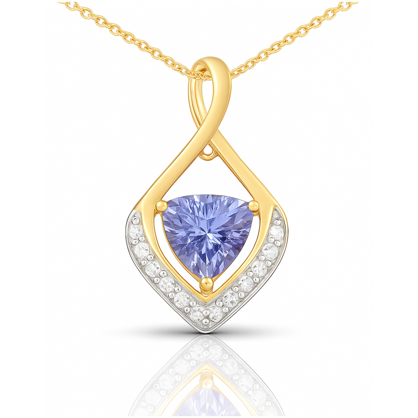 Pendentif en argent sterling 925 avec tanzanite véritable et topaze blanche de 0,96 carat