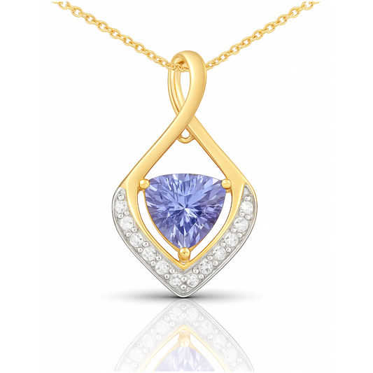 Pendentif en argent sterling 925 avec tanzanite véritable et topaze blanche de 0,96 carat