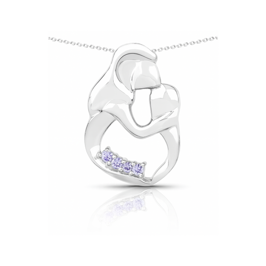 Pendentif en argent sterling 925 avec tanzanite véritable de 0,14 carat