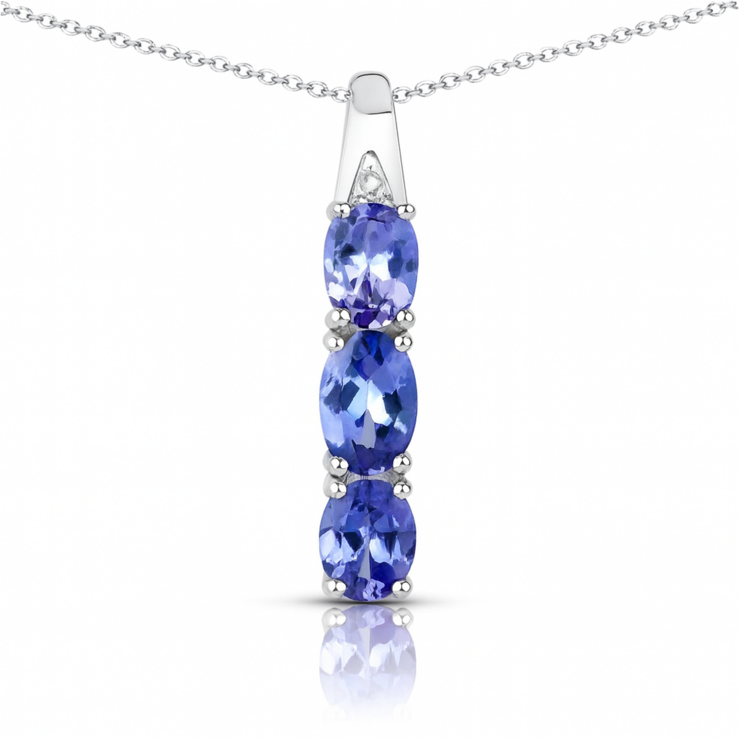 Pendentif en argent sterling 925 avec tanzanite véritable et diamant blanc de 1,11 carat