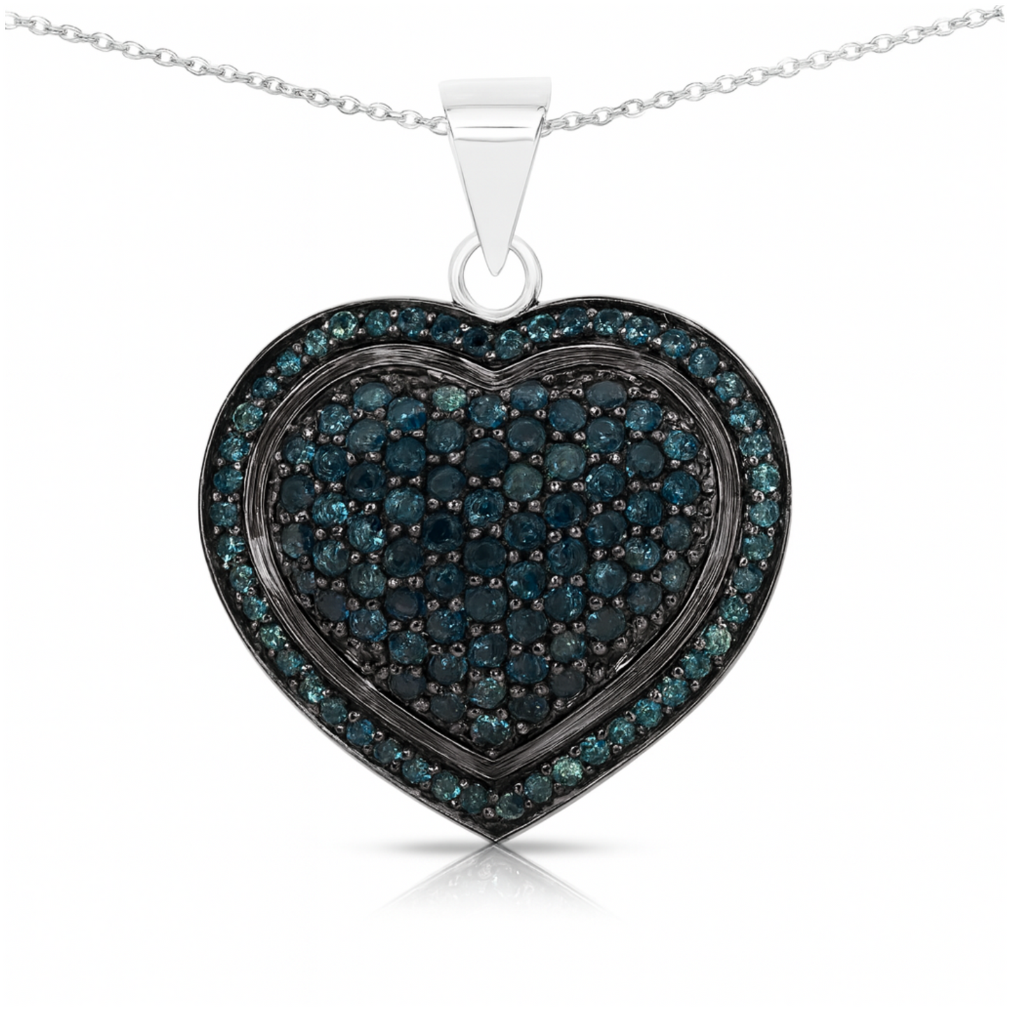 Pendentif en argent sterling 925 avec diamant bleu véritable de 1,25 carat 