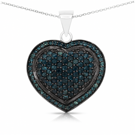 Pendentif en argent sterling 925 avec diamant bleu véritable de 1,25 carat 