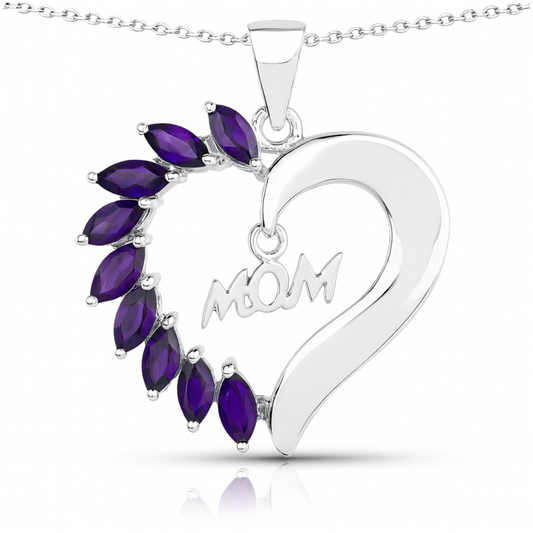 Pendentif en argent sterling 925 avec améthyste véritable de 1,35 carat