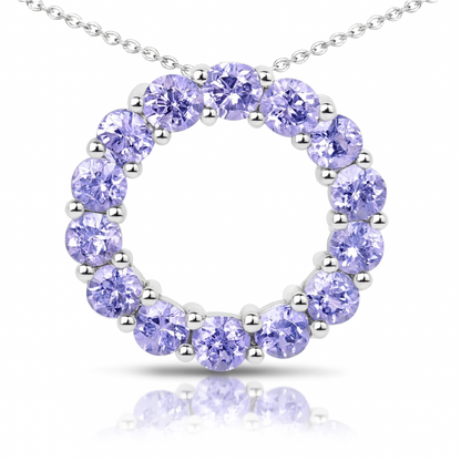 Pendentif en argent sterling 925 avec tanzanite véritable de 1,40 carat