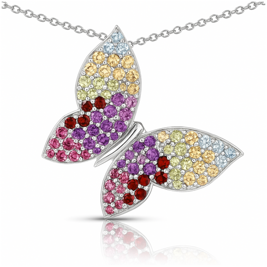 Pendentif en argent sterling 925 avec pierres multiples authentiques de 1,62 carat