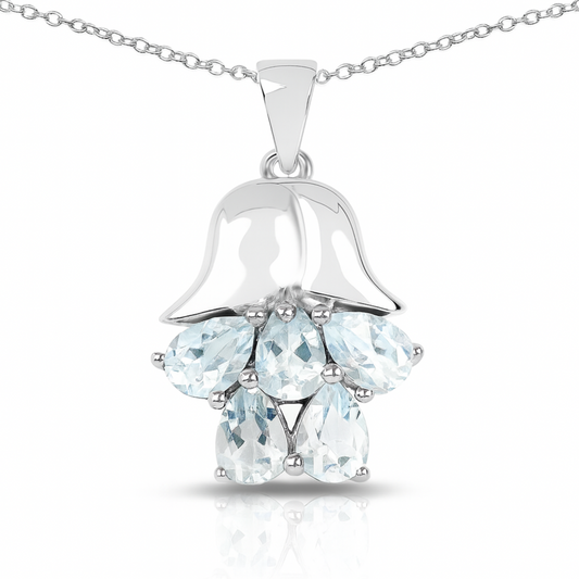 Pendentif en argent sterling 925 avec aigue-marine véritable de 1,75 carat