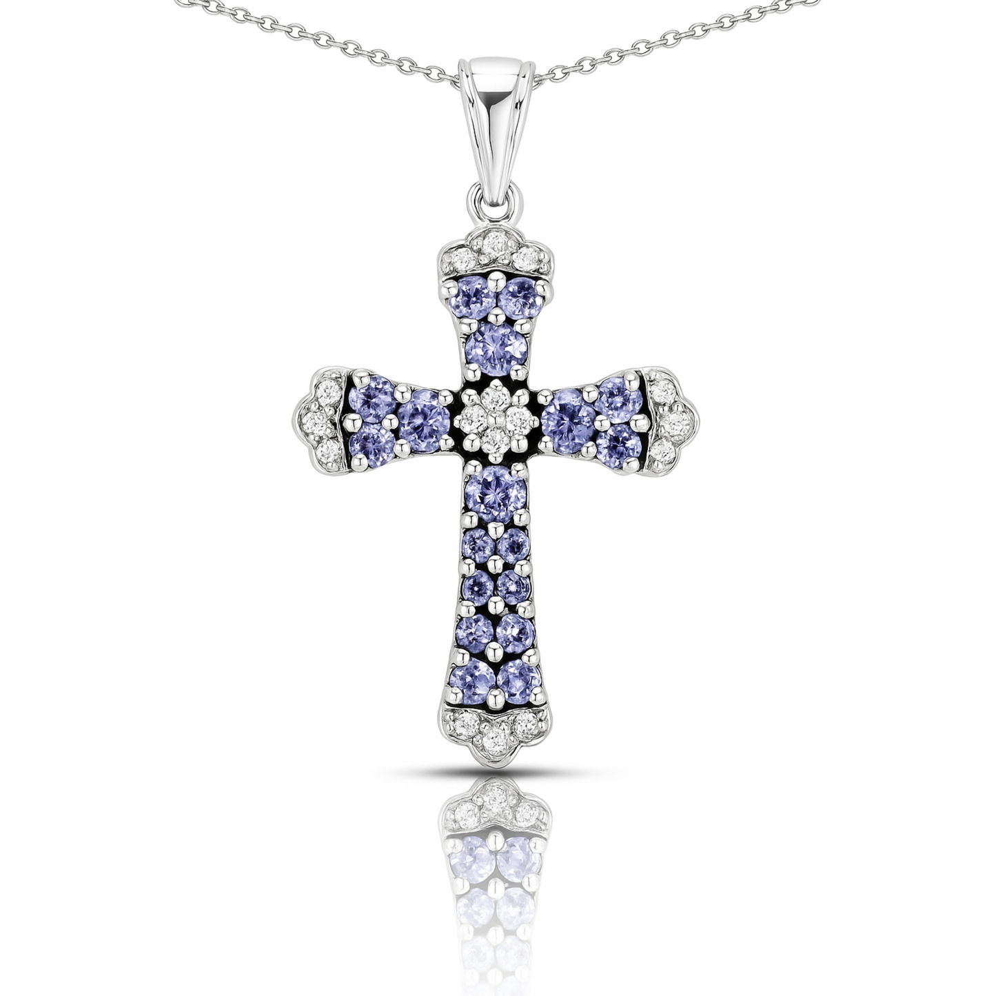 Pendentif en argent sterling 925 avec tanzanite véritable et zircon blanc de 1,84 carat 