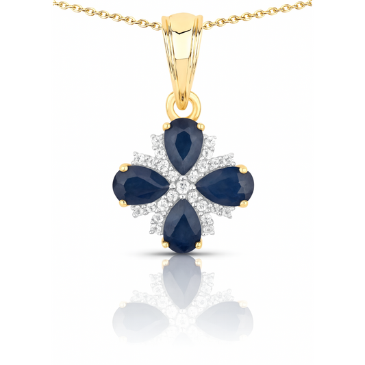 1.87 Carat Genuine Blue Sapphire and White Topaz .925 Sterling Silver Pendant