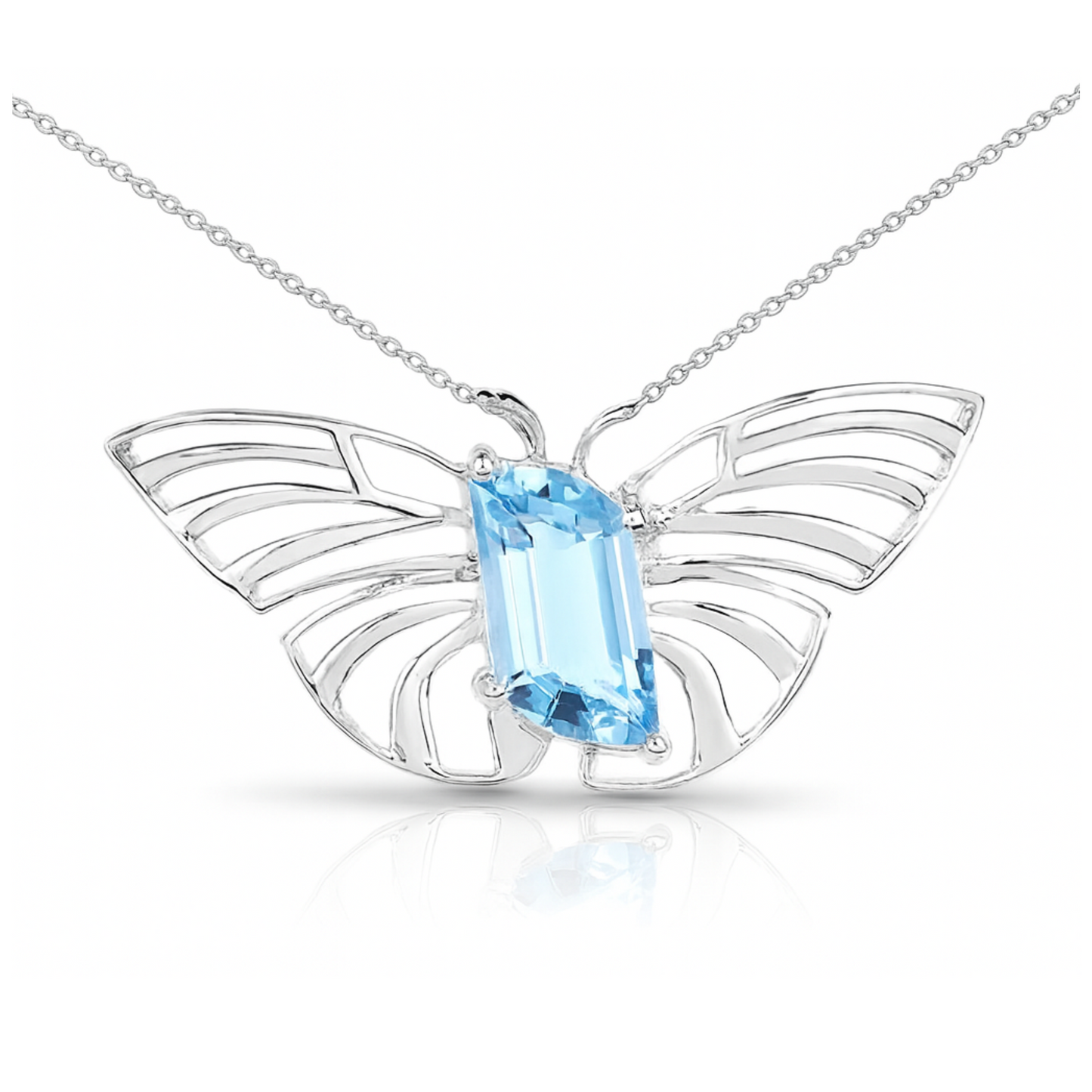 Pendentif en argent sterling 925 avec topaze bleue suisse authentique de 10,62 carats