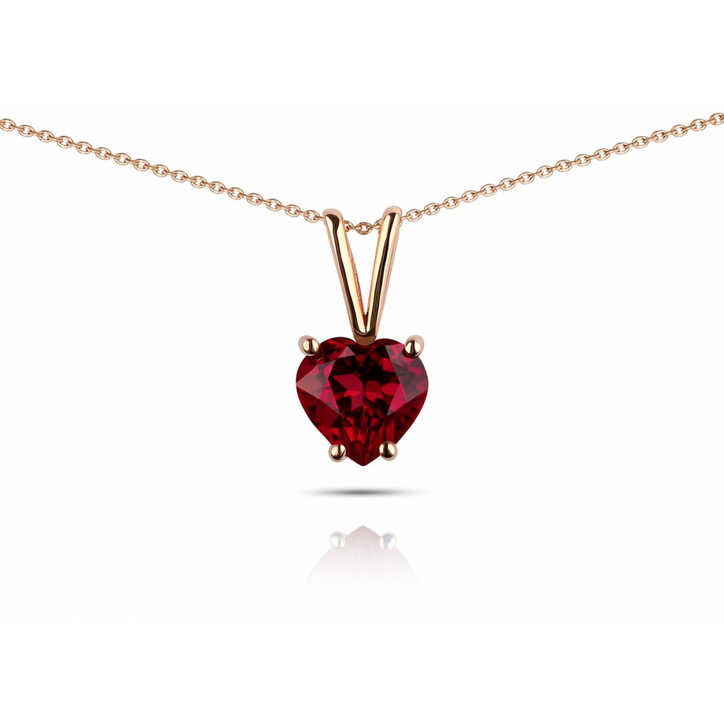 Pendentif en or 10 carats avec rubis cultivé en laboratoire (chaîne non incluse)