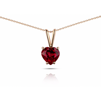 Pendentif en or 10 carats avec rubis cultivé en laboratoire (chaîne non incluse)