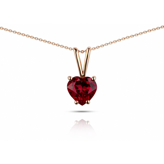 Pendentif en or 10 carats avec rubis cultivé en laboratoire (chaîne non incluse)