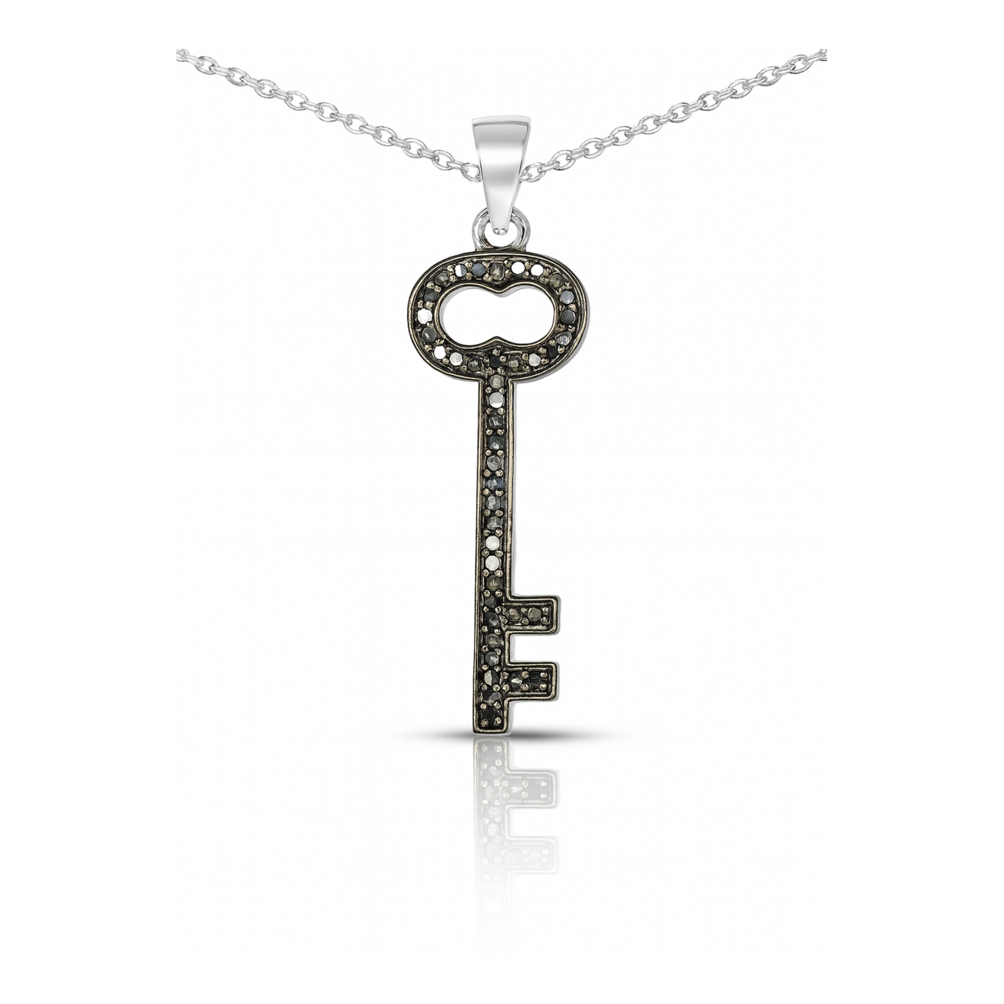Pendentif en argent sterling 925 avec diamant noir véritable de 0,17 carat