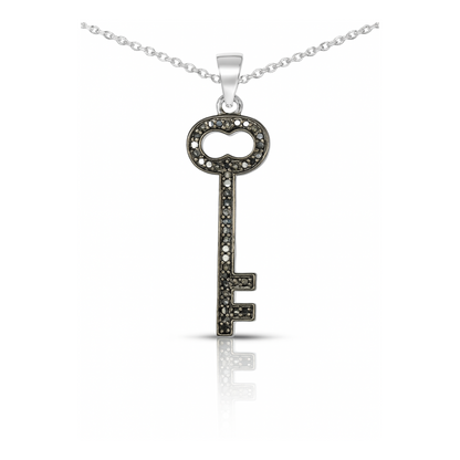 Pendentif en argent sterling 925 avec diamant noir véritable de 0,17 carat