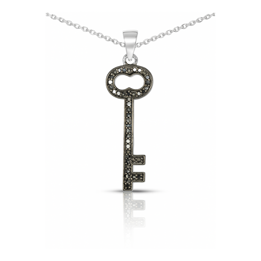 Pendentif en argent sterling 925 avec diamant noir véritable de 0,17 carat
