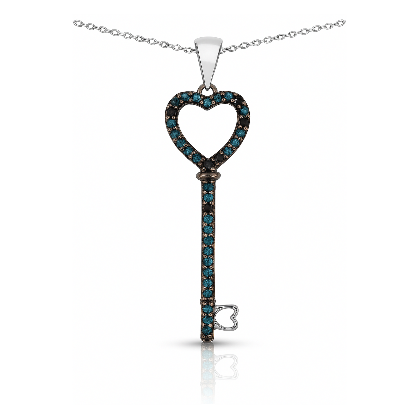 Pendentif en argent sterling 925 avec diamant bleu véritable de 0,17 carat