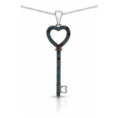 Pendentif en argent sterling 925 avec diamant bleu véritable de 0,17 carat