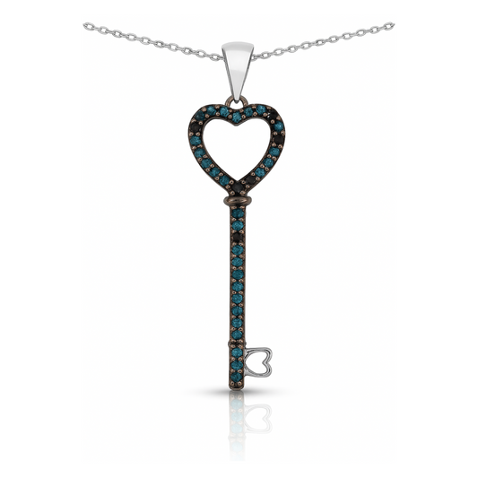 0.17 Carat Genuine Blue Diamond .925 Sterling Silver Pendant