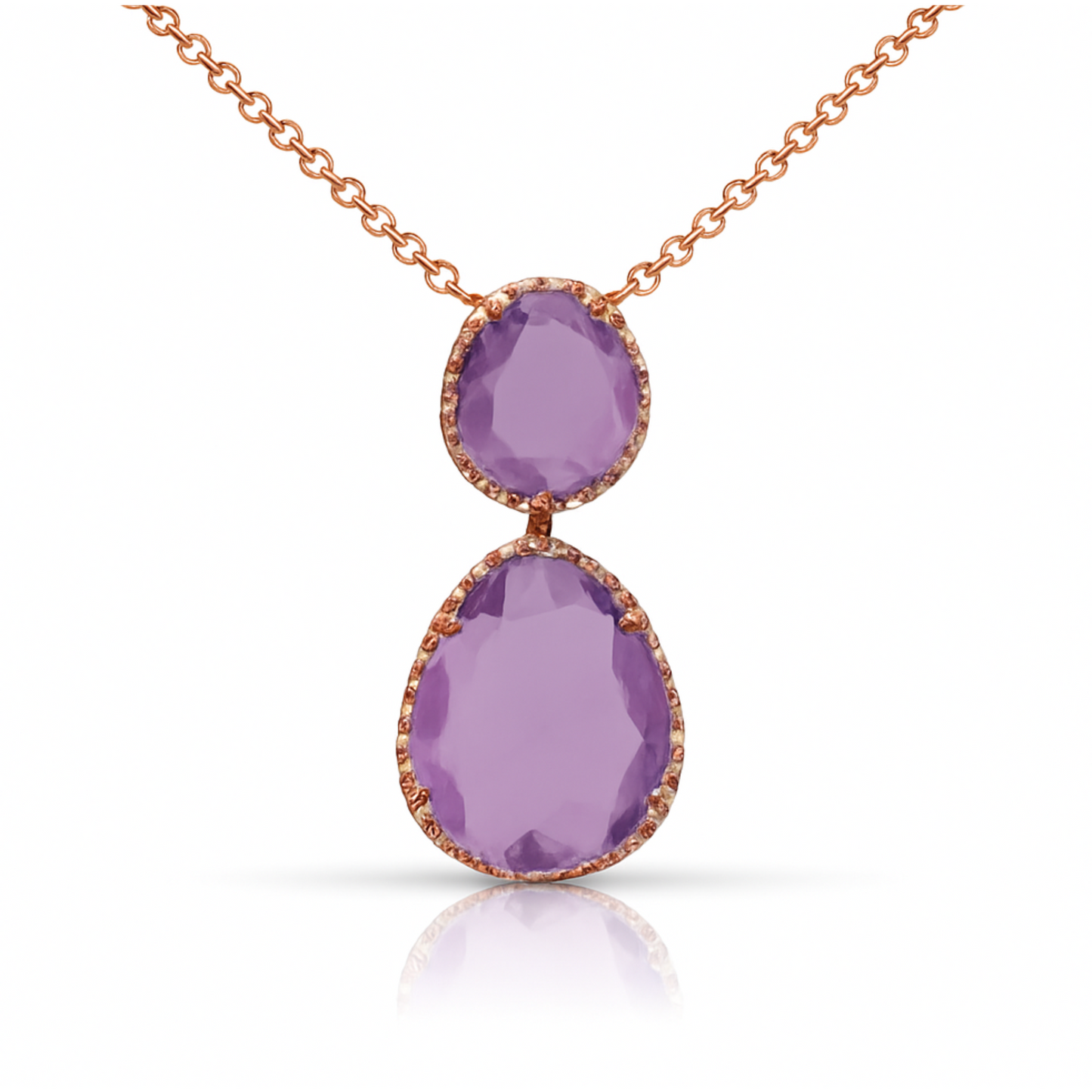 Pendentif en or rose 18 carats avec améthyste et diamants naturels