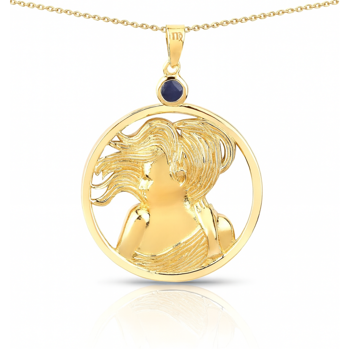 Pendentif en argent sterling 925 avec saphir bleu véritable de 0,27 carat 