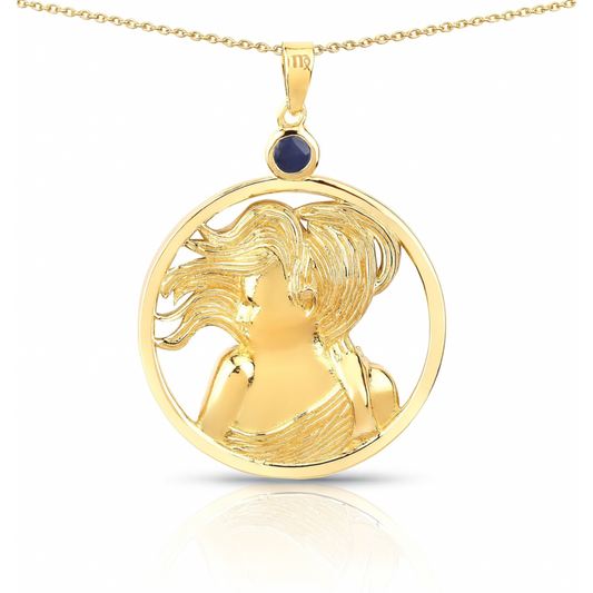 Pendentif en argent sterling 925 avec saphir bleu véritable de 0,27 carat 