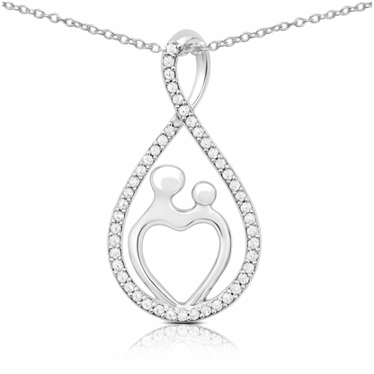 Pendentif en argent sterling 925 avec diamant blanc véritable de 0,34 carat