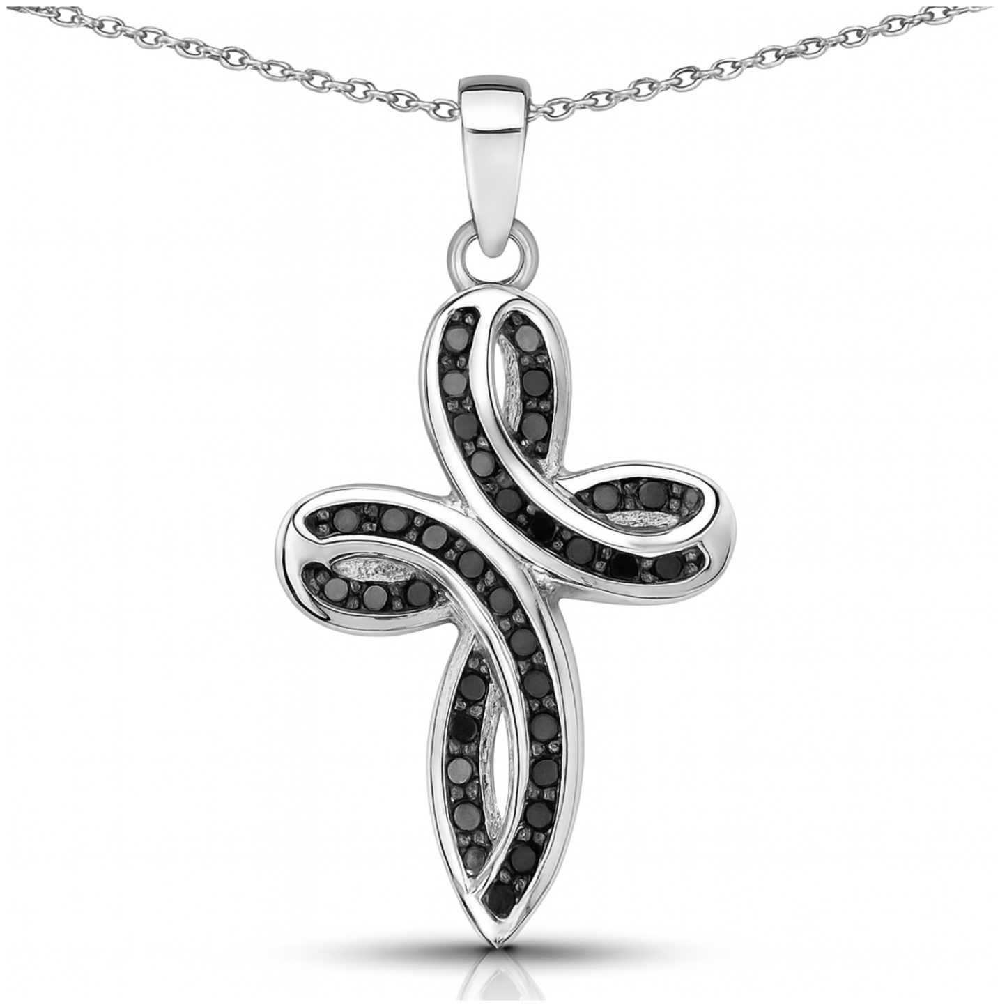 Pendentif en argent sterling 925 avec diamant noir véritable de 0,49 carat 