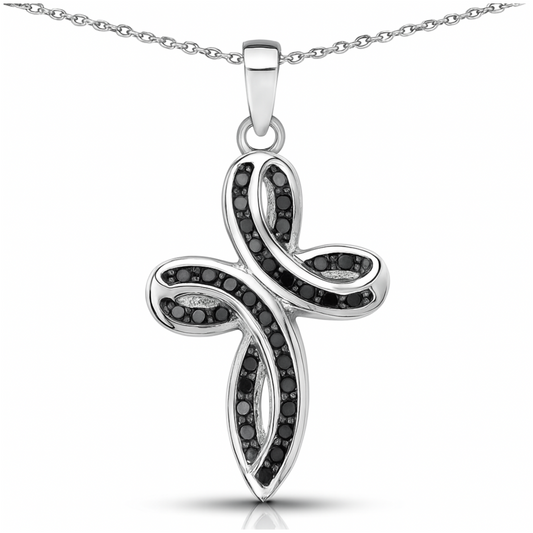 Pendentif en argent sterling 925 avec diamant noir véritable de 0,49 carat 