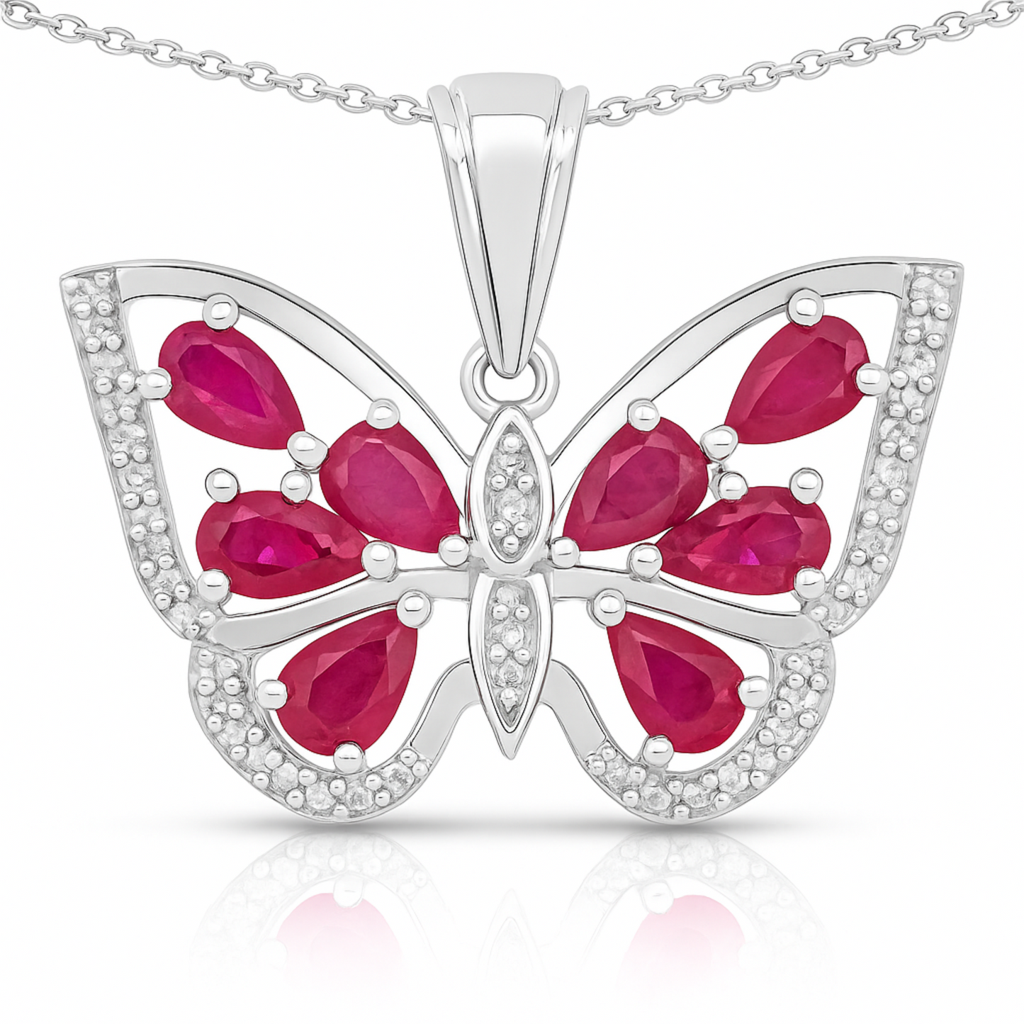 Pendentif en argent sterling 925 avec rubis véritable et zircon blanc de 2,07 carats