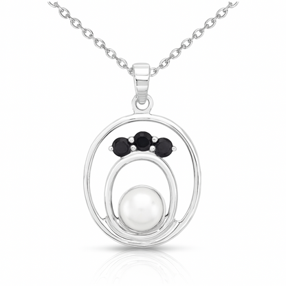 Pendentif en argent sterling 925 avec saphir bleu véritable et perle de 2,31 carats