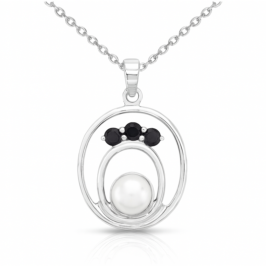 Pendentif en argent sterling 925 avec saphir bleu véritable et perle de 2,31 carats