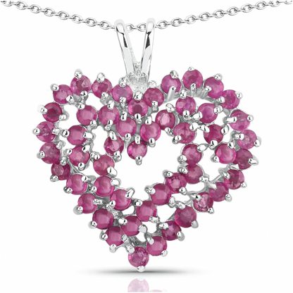 Pendentif en argent sterling 925 avec rubis véritable de 2,35 carats