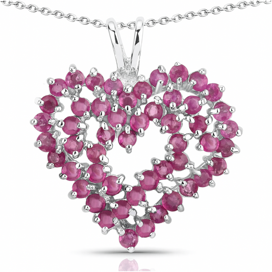 Pendentif en argent sterling 925 avec rubis véritable de 2,35 carats