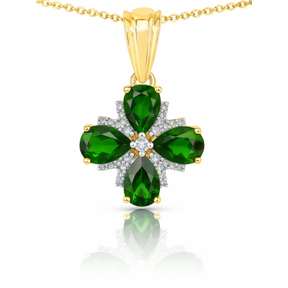 2.70 Carat Genuine Chrome Diopside and White Topaz .925 Sterling Silver Pendant