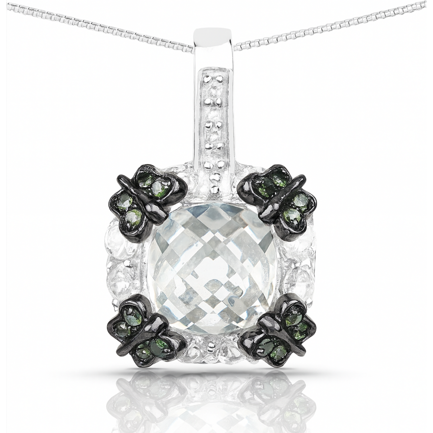 Pendentif en argent sterling 925 avec pierres multiples authentiques de 2,72 carats