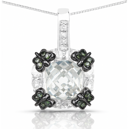 Pendentif en argent sterling 925 avec pierres multiples authentiques de 2,72 carats