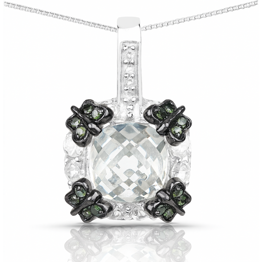 Pendentif en argent sterling 925 avec pierres multiples authentiques de 2,72 carats