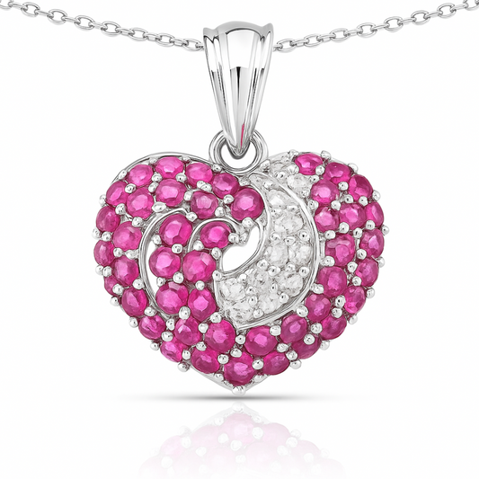 Pendentif en argent sterling 925 avec rubis véritable et saphir blanc de 2,75 carats