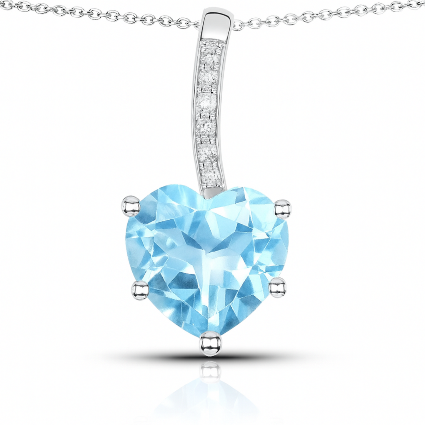 Pendentif en argent sterling 925 avec topaze bleue et topaze blanche véritables de 2,79 carats